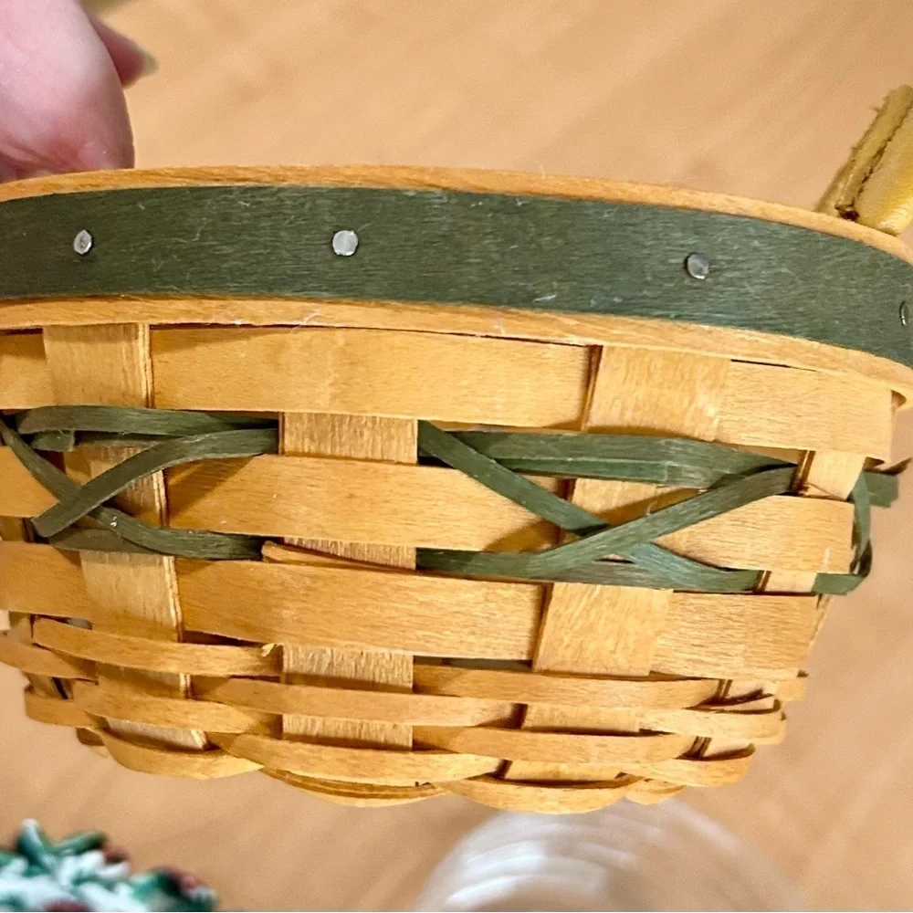 Longaberger Tree Trimming Collection Peppermint Basket 1999 lot of 4 piece set